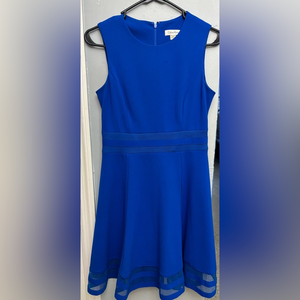 Elegant Royal Blue Sleeveless A-Line Dress